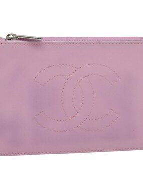 CHANEL Pouch Leather Pink CC Auth BA2026
